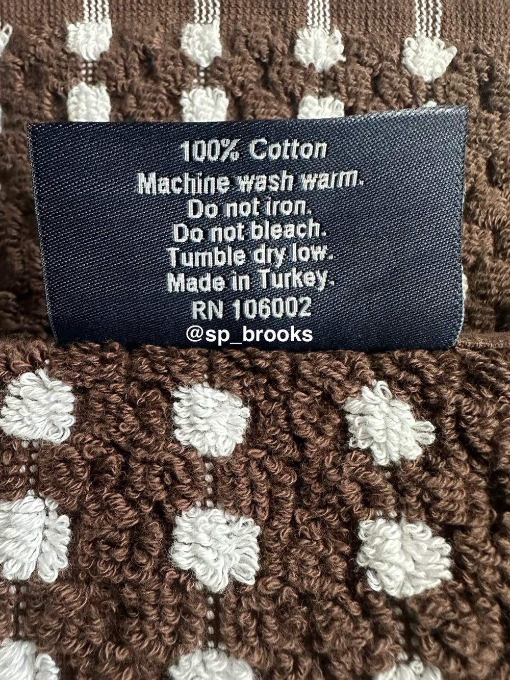 🎁6PC Brooks Brothers Premium Turkish Cotton Bath Towel Set - Brown and White - Picture 9 of 12